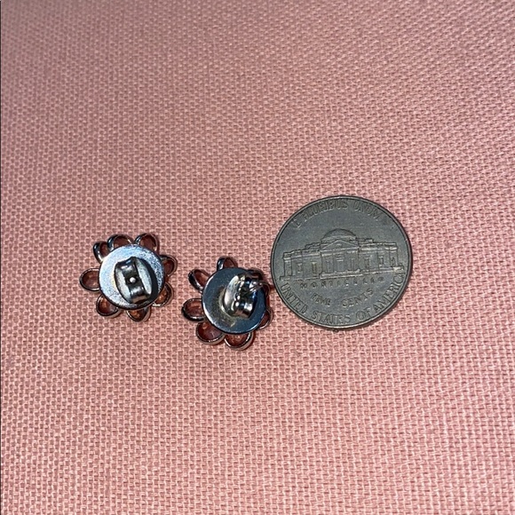 Silver & Crystal Petal Flower Earrings - Picture 3 of 4